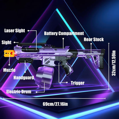 11.1v Battery Gel Blasters High-Capacity Gel Ball Blaster with Laser Drum 45,000 Rounds Suitable for Backyard Fun and Outdoor Team Shooting Games 14+…